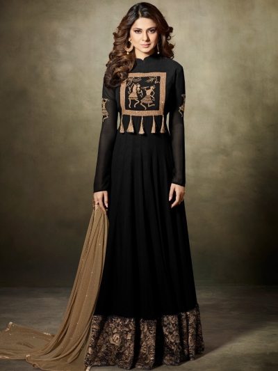 Jennifer Winget Black color georgette anarkali