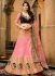 Pink color silk velvet and net wedding lehenga choli