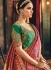 Pink and green Banarasi pure silk wedding wear saree