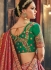 Pink and green Banarasi pure silk wedding wear saree