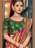 Peach and green Banarasi pure silk wedding wear saree