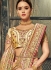 Gold and beige Banarasi pure silk wedding wear saree