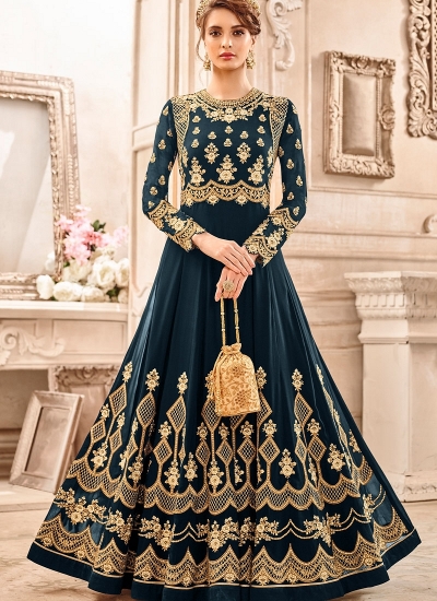 Blue georgette wedding wear salwar kameez
