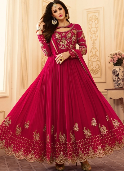 Pink georgette wedding wear salwar kameez