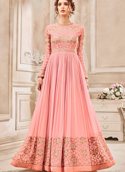 Pink georgette wedding wear salwar kameez