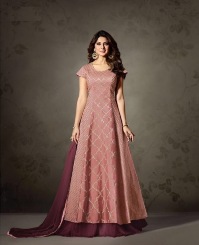 Jennifer Winget Onion color silk and net anarkali