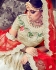 White and red netted wedding lehenga