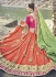 Liril green orange and pink silk wedding wear saree