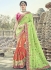 Liril green orange and pink silk wedding wear saree