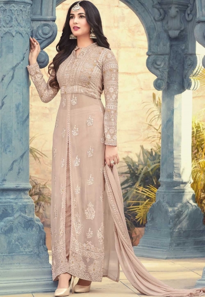 Sonal Chauhan beige georgette wedding anarkali