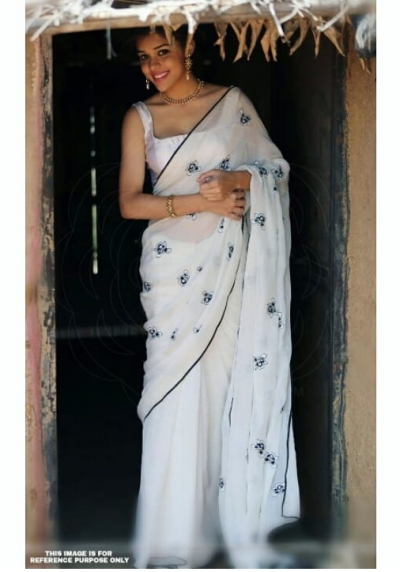 Bollywood Inspired White georgette saree