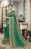 Green georgette embroidered party wear saree 5609