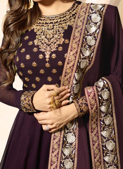 wine colour anarkali suit