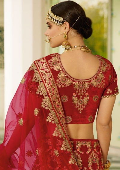 bridal lehenga dark red colour