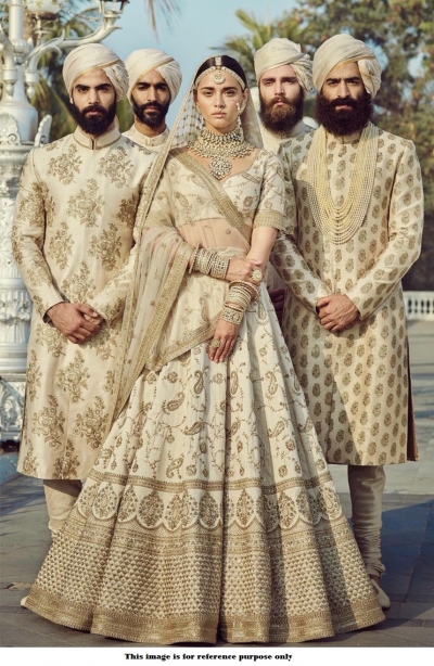 Bollywood Sabyasachi Mukherjee Inspired Malai silk White lehenga