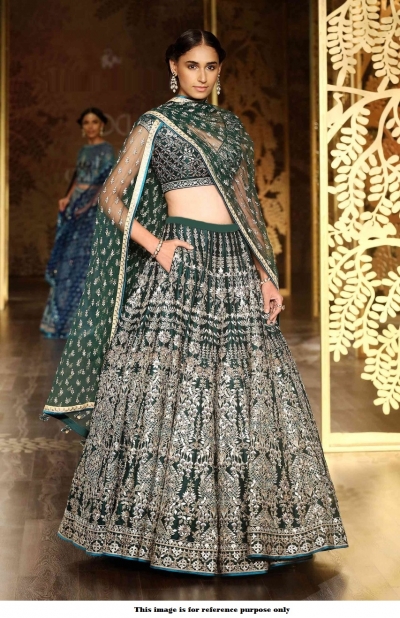 Bollywood Anita Dongre Inspired Dark Green Lakme fashion wedding lehenga