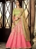 Peach and green dhupion silk wedding lehenga