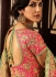 Pink and green dhupion silk wedding lehenga