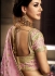 Peach and chiku color netted wedding lehenga