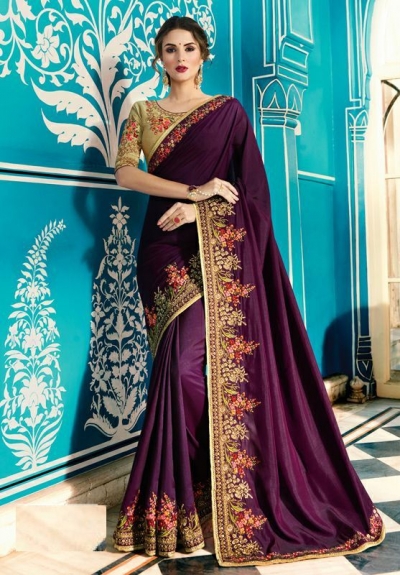 Party wear Designer Sarees Wine Colour 7802