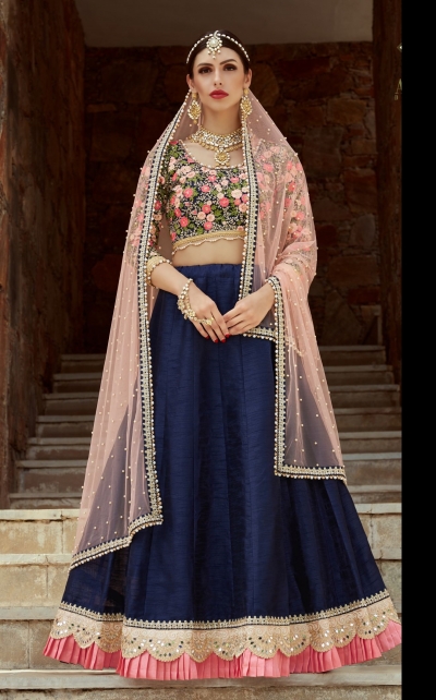 Indian Dress Blue Color Bridal Lehenga 1105