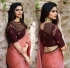 Bollywood Prachi Desai Peach silk designer party wear saree