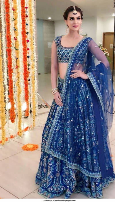 Bollywood Kriti Sanon Royal blue tafetta silk Lehenga choli