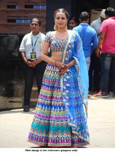 Bollywood Model Blue Banglori silk designer lehenga