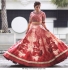Bollywood Sabyasachi Mukherjee Inspired Digital Red silk wedding lehenga