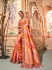 Orange pink stripes pure banarasi silk wedding saree 2003