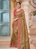 Golden brown pure banarasi silk jacquard wedding saree 2007