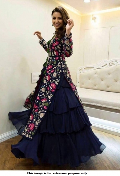 Bollywood Parineeti Chopra navy blue lehenga choli