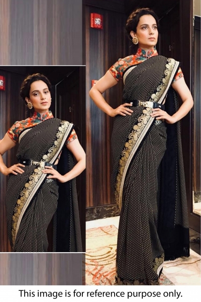 Bollywood Sabyasachi Inspired Kangana Ranautt Black Georgette saree