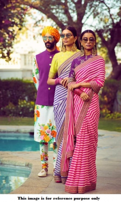 Bollywood Sabyasachi Inspired Pink and Purple georgette saree