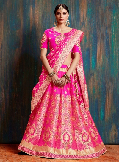Gajri pure banarasi silk Indian wedding lehenga choli 62001