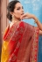 Red and yellow Indian wedding wear silk saree 7007
