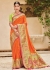 Orange banarasi weaving silk Indian wedding saree 1012