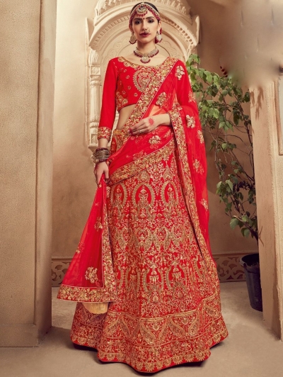 Red color Traditional Indian heavy designer wedding lehenga choli 10002