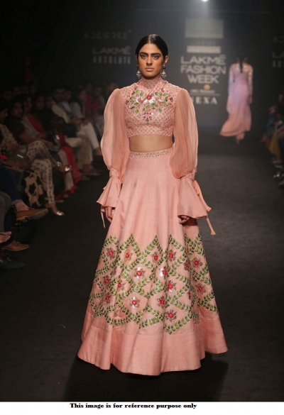 Bollywood Divya Reddy Inspired Peach Lakme fashion lehenga