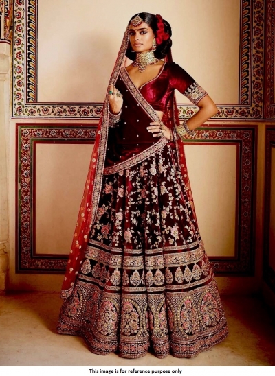 Bollywood Sabyasachi Inspired Maroon Bridal lehenga choli