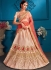 Peach satin silk Indian Wedding Lehenga choli 1710