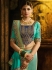 Aqua blue and green silk designer party wear saree