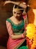 Green and pink silk designer party wear saree