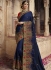 Navy blue and red barfi silk Indian wedding Saree