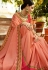 Peach Color Barfi silk saree Indian wedding saree double blouse
