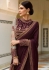 Wine Color Barfi silk saree Indian wedding saree double blouse