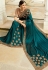 Teal Color Barfi silk saree Indian wedding saree double blouse