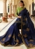 Royal blue Barfi silk saree Indian wedding saree double blouse