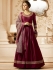 Drashti Dhami Wine color Linen satin wedding anarkali