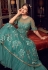 Teal color Net gown style Indian wedding anarkali